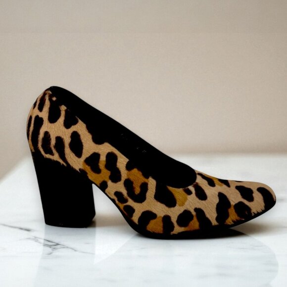 Donald J. Pliner Shoes - Donald J Pliner Calf Skin Leopard Print Square Toe Block Heel Pumps Size 8 M